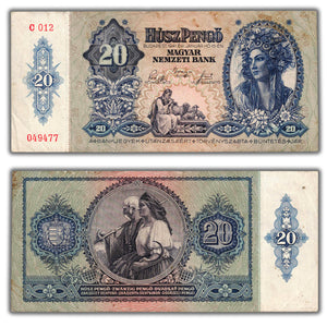SOLD Hungary 1941 20 Twenty Pengo Note P #109