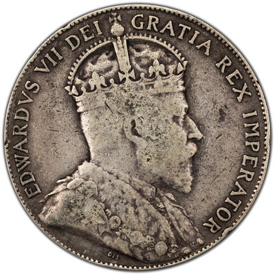 Canada 1910 Edwardian Leaves 50c Half Dollar Silver Coin - Reverse Scratch