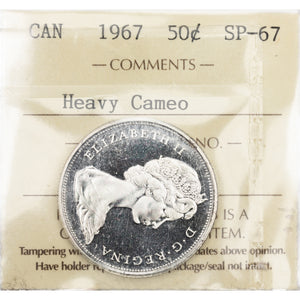 SOLD Canada 1967 50 Cents Half Dollar Silver Coin - ICCS SP-67 Heavy Cameo
