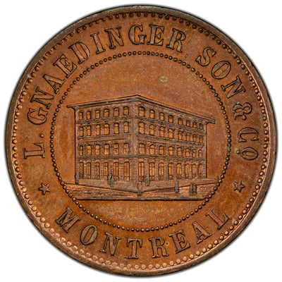Montreal c.1887 L. Gnaedinger Son & Co. Advertising Token Breton #574 - Uncirculated