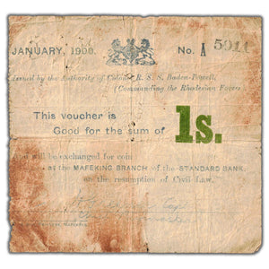 SOLD South Africa Mafeking Siege 1900 1 One Shilling Boer War Note