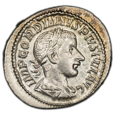 Ancient Rome Imperial AD 240 Gordian III AR Denarius 3.24gr 20mm RIC 81