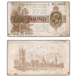SOLD Great Britain ND (1917) 1 One Pound Note P #351 - Damaged