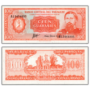 SOLD Paraguay 1952 (1963) 100 Guaranies Note P #199b - Choice UNC