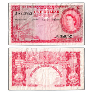 SOLD British Caribbean Territories 1962 $1 One Dollar Note P #7c
