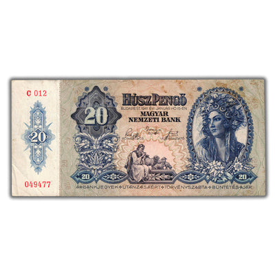 SOLD Hungary 1941 20 Twenty Pengo Note P #109