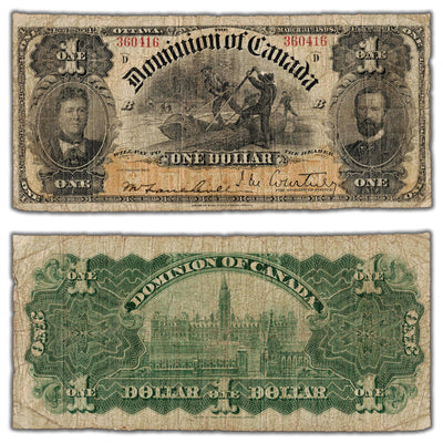 SOLD $1 1898 Dominion of Canada Note Courtney ONEs Inward Series D DC-13a - VG