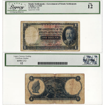 SOLD Straits Settlements 1935 $1 One Dollar Note P #16b - Legacy F-12