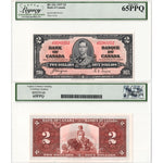 $2 1937 Bank of Canada Note Coyne-Towers J/R Prefix BC-22c - Legacy Gem UNC-65 PPQ