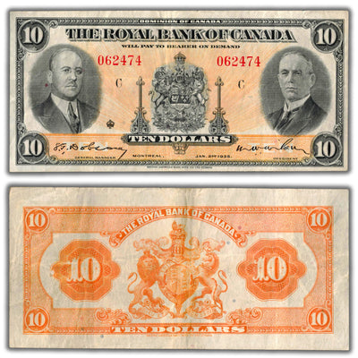 SOLD $10 1935 Royal Bank of Canada Chartered Note CH #630-18-04 - VF