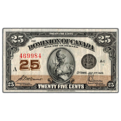 25 Cents 1923 Dominion of Canada Shinplaster Note DC-24c - VF