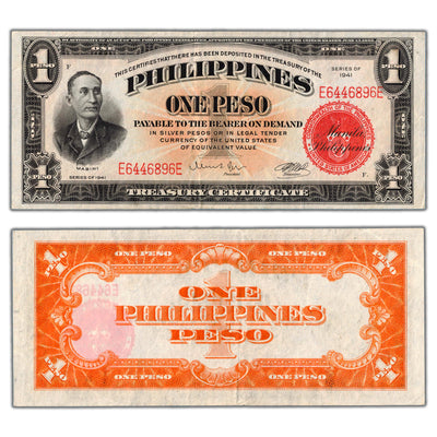 SOLD Philippines 1941 1 One Peso Note P #89c - VF/EF