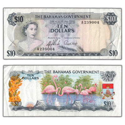 SOLD Bahamas 1965 $10 Ten Dollars Note P #22a - VF