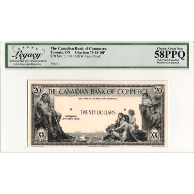 $20 1935 Canadian Bank of Commerce Front Proof Note #75-18-10P - Legacy AU-58 PPQ