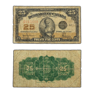 SOLD 25 Cents 1923 Dominion of Canada Shinplaster Note Hyndman DC-24a - VG