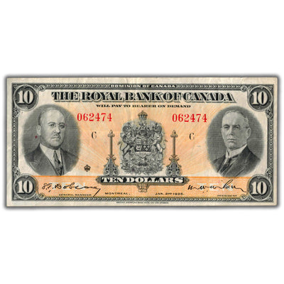 SOLD $10 1935 Royal Bank of Canada Chartered Note CH #630-18-04 - VF