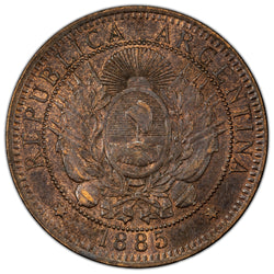 Argentina 1885 2 Centavos Coin - Almost Uncirculated
