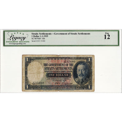 SOLD Straits Settlements 1935 $1 One Dollar Note P #16b - Legacy F-12