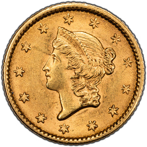 SOLD United States 1852 $1 One Dollar Gold Coin
