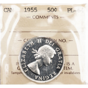 SOLD Canada 1955 50 Cents Half Dollar Silver Coin - ICCS Proof-Like PL-64