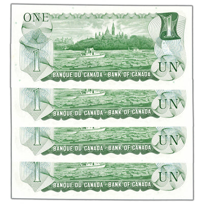 $1 1973 Bank of Canada Notes *MR Prefix BC-46aA - 4 Consecutive - Ch UNC