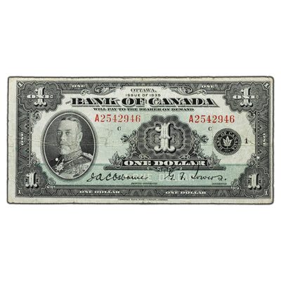SOLD $1 1935 Bank of Canada Note English Text BC-1 - F/VF (light pencil)