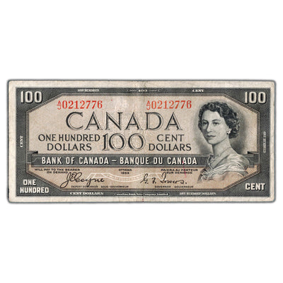 SOLD $100 1954 Bank of Canada Note Devil Face Coyne-Towers BC-35a - F/VF