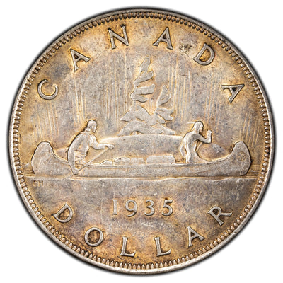 Canada 1935 Double Voyager $1 Silver Dollar Coin - Choice AU