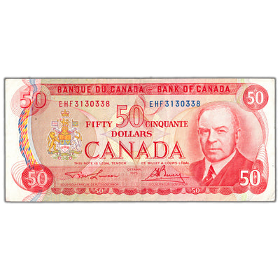 $50 1975 Bank of Canada Note Lawson-Bouey EHF Prefix BC-51a-i - VF
