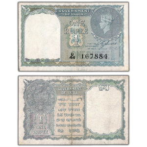 India 1940 1 One Rupee Note P #25a - EF