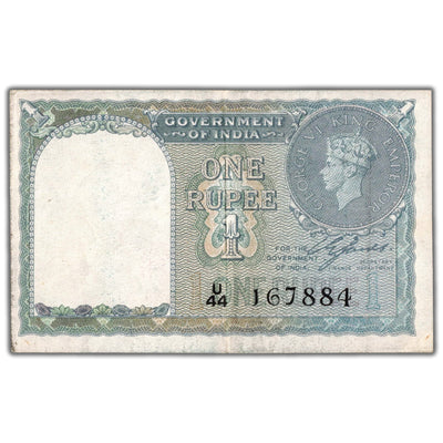 India 1940 1 One Rupee Note P #25a - EF