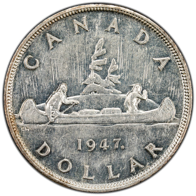 SOLD Canada 1947 Maple Leaf $1 Silver Dollar Coin - VF-30