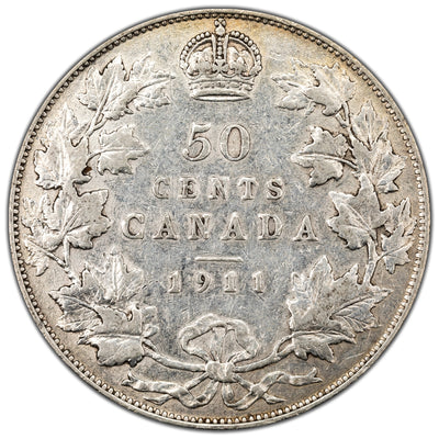 SOLD Canada 1911 50c Half Dollar Silver Coin - Cleaned / Obverse Marks