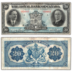 Royal Bank of Canada 1927 $20 Chartered Note #630-14-12 - Damaged