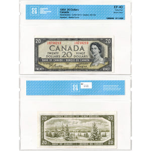 SOLD $20 1954 Bank of Canada Note Devil Face C/E Prefix BC-33b - CCCS EF-40