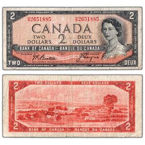 SOLD $2 1954 Bank of Canada Note Devil Face H/B Prefix BC-30b - Fine