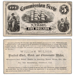 United States Ca. 1870's $5 Commission Scrip Advertising Note - William Lawson