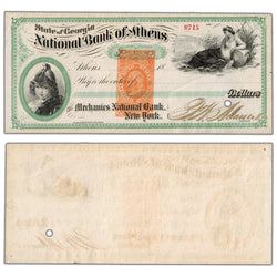 United States 1860's National Bank of Athens Bank Draft