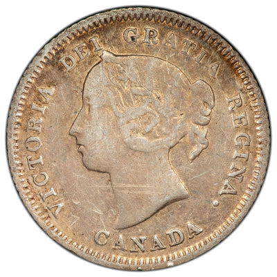 Canada 1883 Obverse #5 5 Cents Silver Coin - Fine