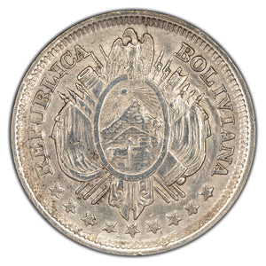 SOLD Bolivia 1889 20 Centavos Silver Coin KM #159