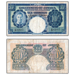 SOLD Jamaica 1950 10 Ten Shillings Note P #38c