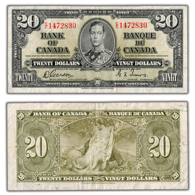$20 1937 Bank of Canada Note Gordon-Towers E/E Prefix BC-25b - VF