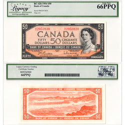 $50 1954 Bank of Canada Note Beattie-Rasminsky B/H Prefix BC-42b - Legacy Gem UNC-66 PPQ