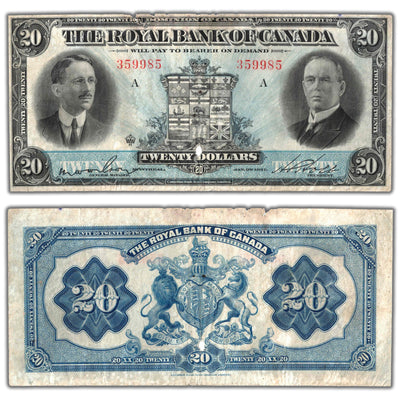 $20 1927 Royal Bank of Canada Chartered Note #630-14-12 - Damaged