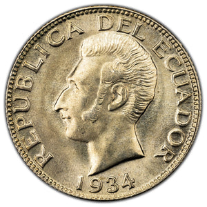 SOLD Ecuador 1934 Sucre Silver Coin KM #72