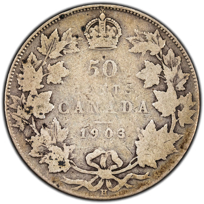 Canada 1903-H 50 Cents Half Dollar Silver Coin - Good +