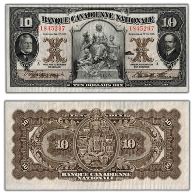 SOLD $10 1925 Banque Canadienne Nationale Canada Chartered Note CH #85-10-04 - VF