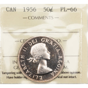 SOLD Canada 1956 50 Cents Half Dollar Silver Coin - ICCS Proof-Like PL-66
