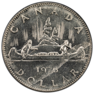 Canada  1975 $1 Dollar Coin - Error Obverse Struck Through
