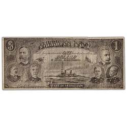 United States 1898-1900 $1 American Navy Advertising Note - Large Tear